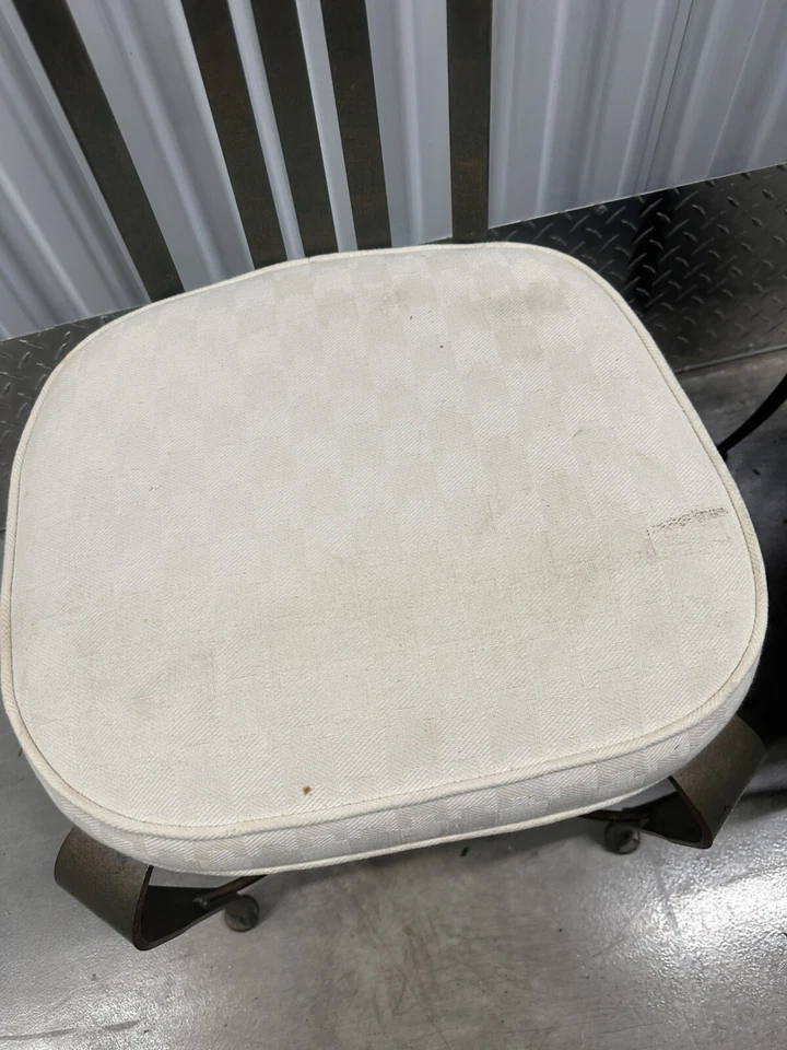 Late 20th Century Modern Shaver Howard Slatted Steel Back Dining Patio Chairs - Image 2 of 4