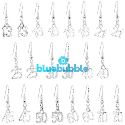 bluebubble CELEBBLE Silber Geburtstag Alter Ohrringe Mutter Schwester Geburtstag Geschenk UK