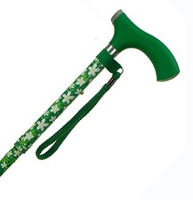 Green Daisy Soft Silicon Handle Folding Walking Cane Lightweight Adjustable