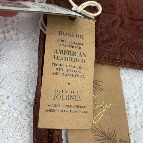 American Leather Co Leather floral embossed essential power wristlet pouch NWT - Picture 6 of 14