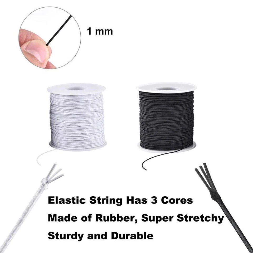 Cordones elásticos de nailon de 108 yardas 1 mm hilos elásticos rebordear cuerda fabricación de joyas Foto 2 de 4