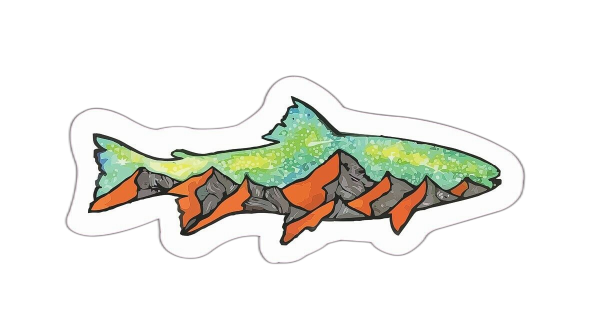 Fishing Sticker Decal Mountain