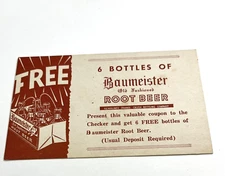 Baumeister Old Fashioned Root Beer Advertising Card Soda Kewaunee WI Vintage