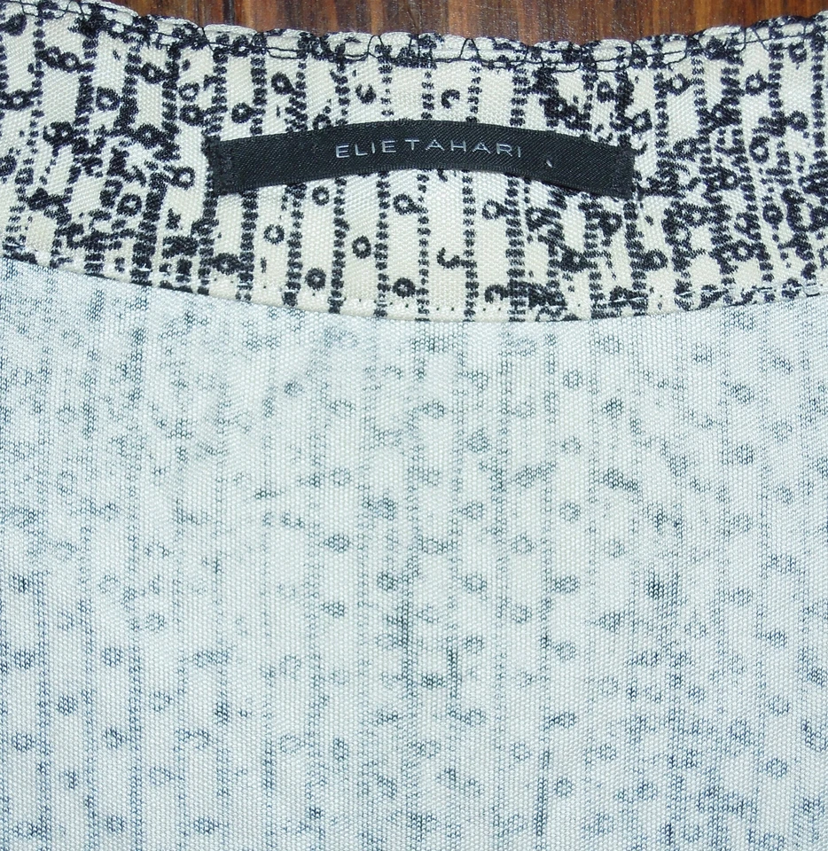 Elie Tahari Dress Black Lace Trim Floral Silk Jersey Cocktail Party Formal XS - Image 3 of 4