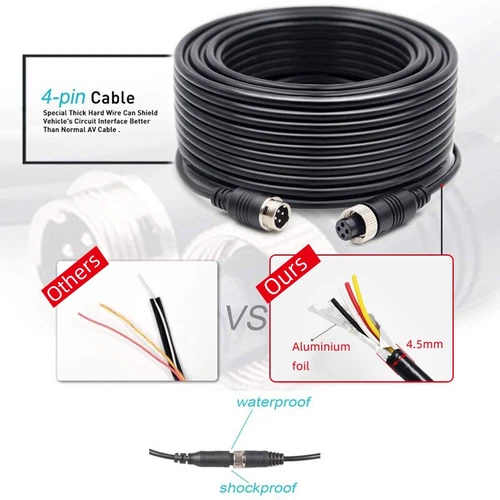 4Pin Video Extension Cable Wire For Bus Truck Reversing Rear View Camera 5M - Picture 5 of 11