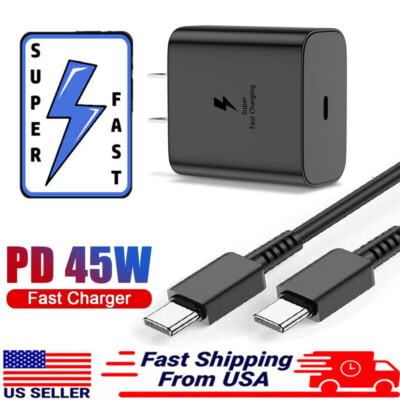 45W Type USB-C Super Fast Wall Charger 6ft Cable for Samsung Galaxy S20 S21 S22