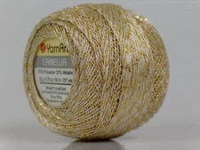 Cream Gold Metallic Braid Thread Cross Stitch 20gr YarnArt Camellia 17349