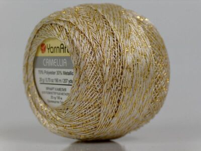 Cream Gold Metallic Braid Thread Cross Stitch 13gr YarnArt Camellia 17349
