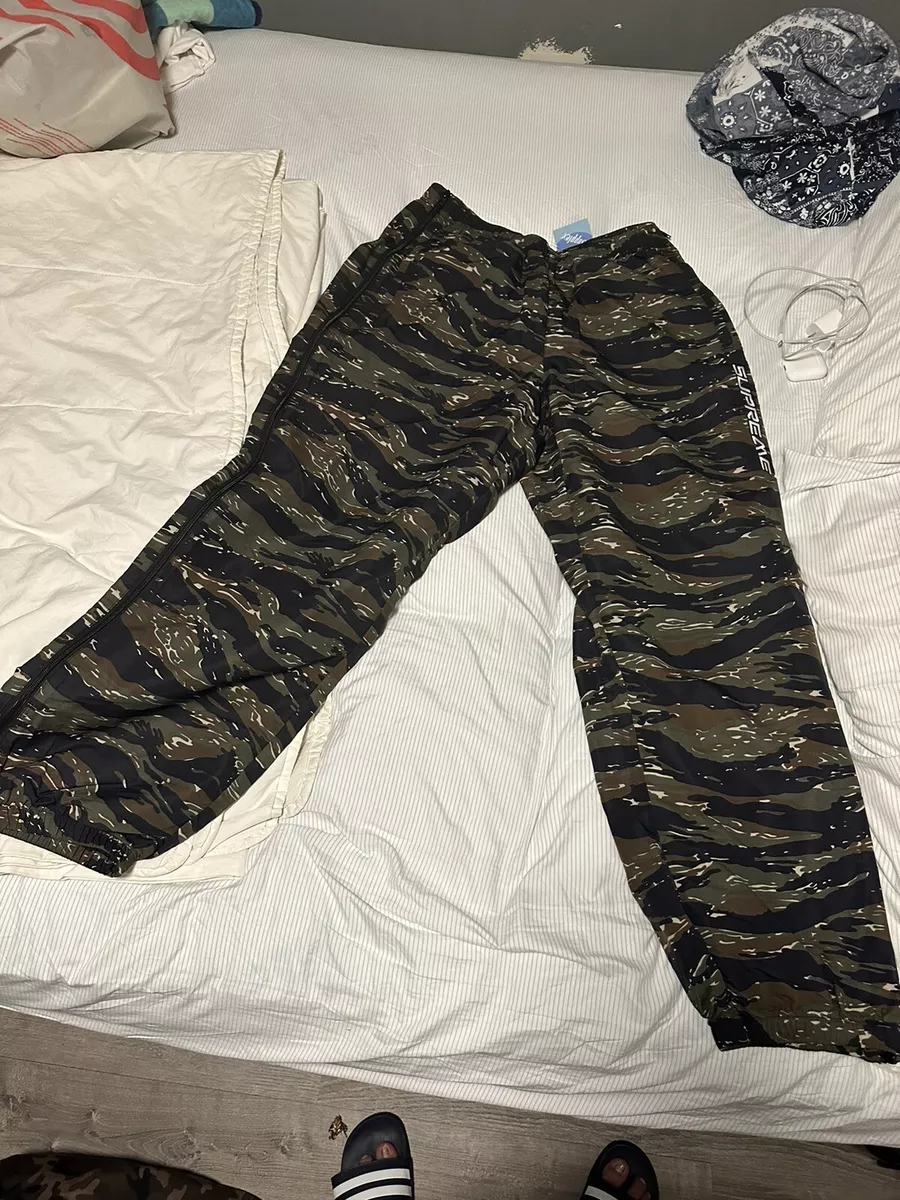 Supreme Full Zip Baggy Tiger Camo Warm Up Pants Large New