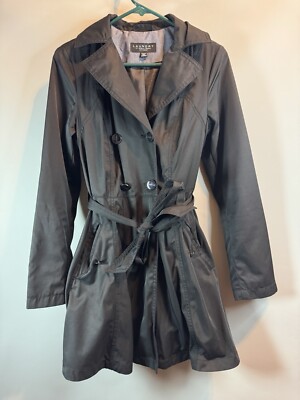 Laundry By Shelli Segal Black Hoodie Windbreaker jacket Double Breasted Button S