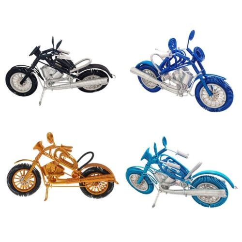 Aluminum Wire Woven Motorcycle Sculpture Model Housewarming Gift Statue Ornament - Picture 1 of 11