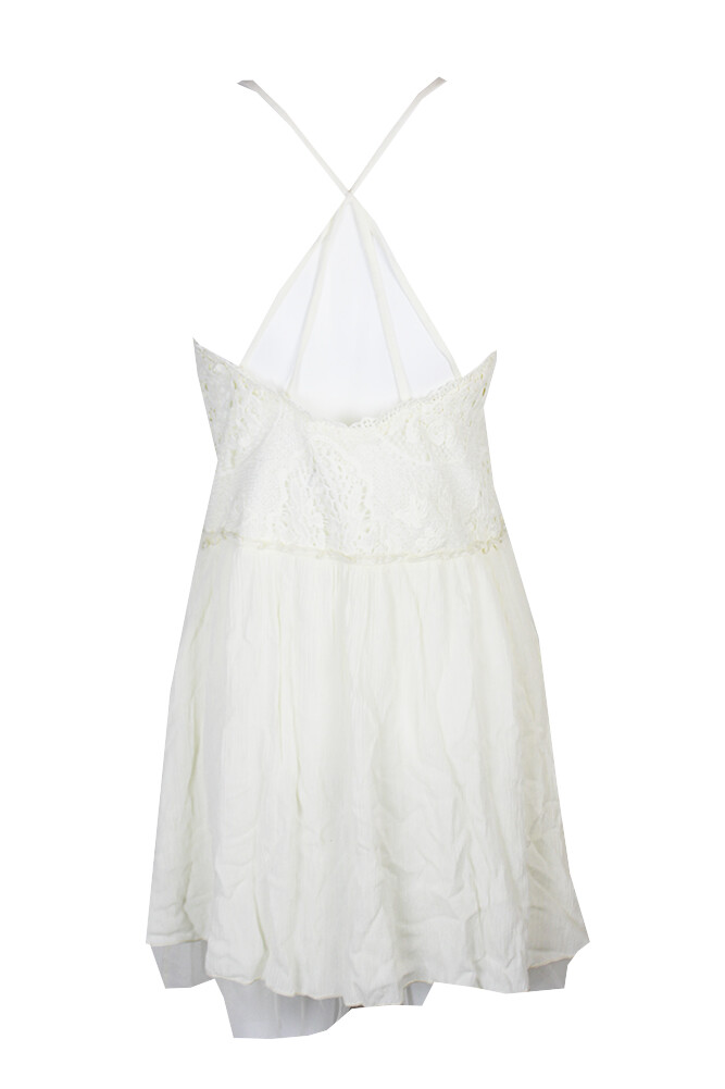 Freeway Ivory Lace Sleeveless Crisscross Mini Dress S | eBay