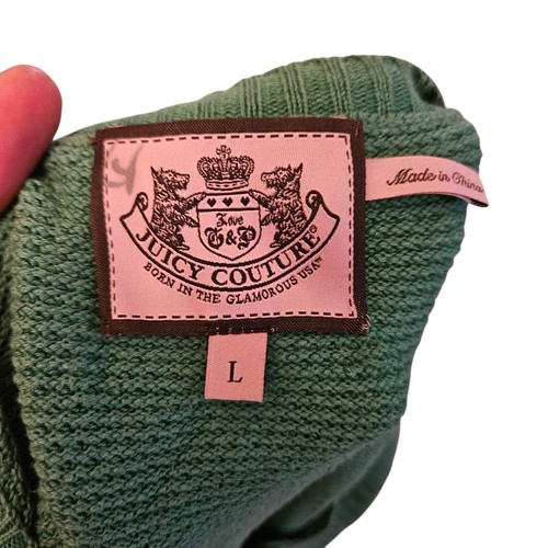 Juicy Couture Green Knit Puff Sleeve Cardigan L Button - Picture 2 of 3