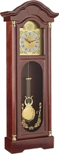 Antique Cherry Oak Finish Chiming Wall Clock with Roman Numerals, 33.25" L