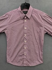 Eddie Bauer Mens Button Up Shirt Red Gingham Check Wrinkle Resistant Long Medium