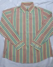 Carolina Herrera Men’s Striped Long Sleeve Logo Button Down Dress Shirt Size XL