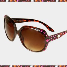 Crystal Rhinestone Sunglasses Bling Mask Brown Pink Tortoise Leopard Oversized
