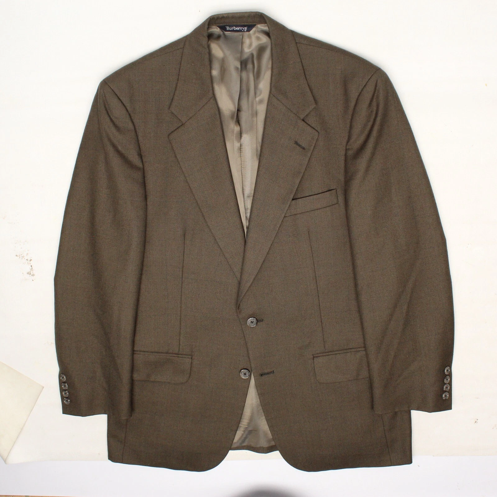 Cappotto sportivo uomo Burberrys vintage 40R 41R marrone verde giacca lana a quadri made in USA