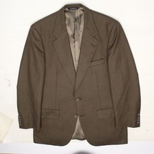 VTG Burberrys Mens Sport Coat 40R 41R Brown Green Plaid Wool Jacket Made in USA