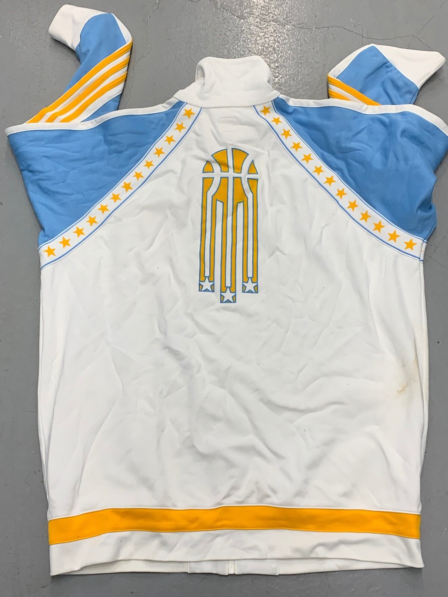 Adidas Kareem Abdul-Jabbar white zip up jacket Large NBA Los