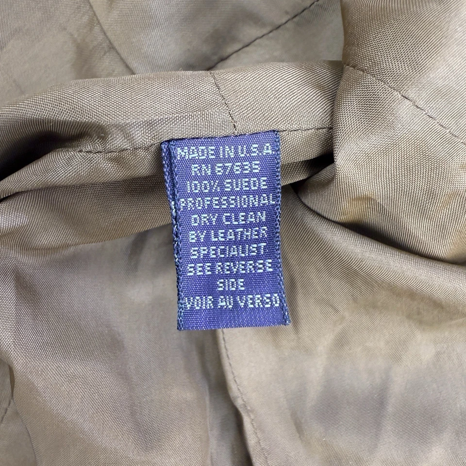 Chaqueta Ralph Lauren Mujer Púrpura Etiqueta Gamuza Cuero Botón Delantero Marrón Talla 6 Foto 3 de 4