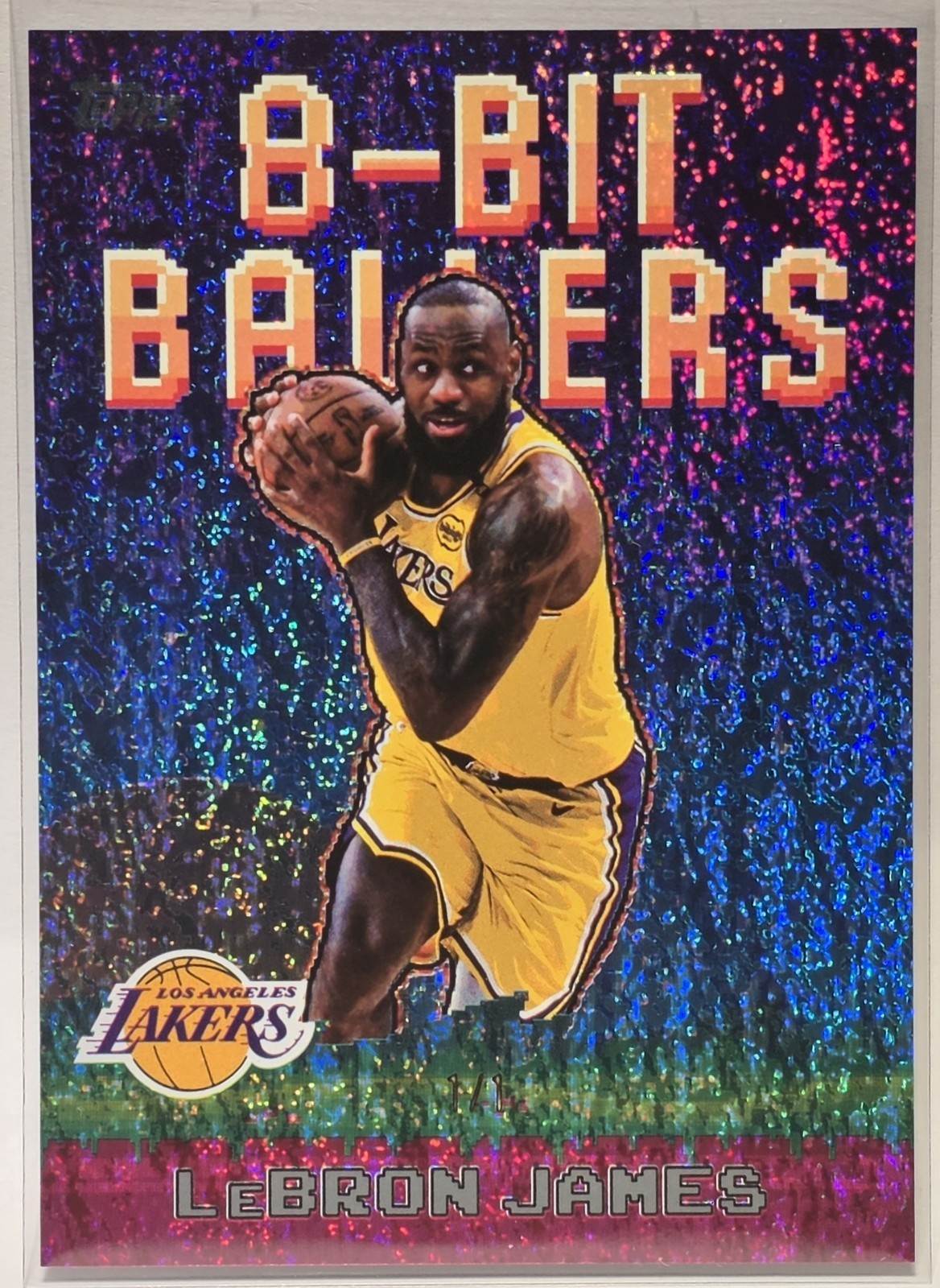 2025 Topps Flagship LeBron James 8-Bit Ballers Platinum Holo Foil 1/1 Lakers