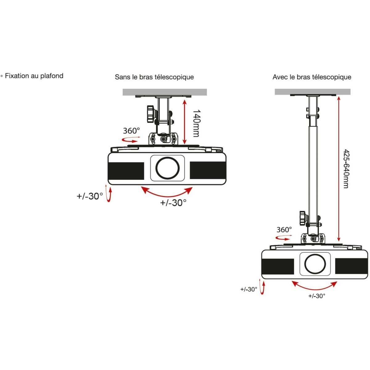 Support vidéoprojecteur ESSENTIELB Malyss fixation orientable acier - 3
