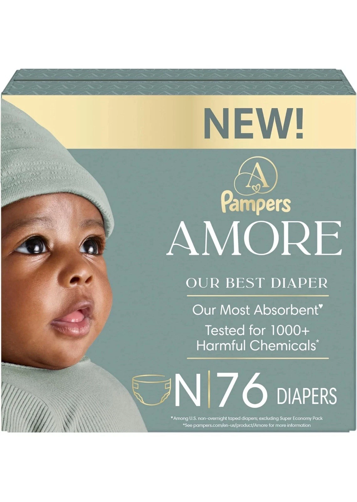 Pampers Amore, Size-0 76Count, Our Best Diaper – Hypoallergenic...