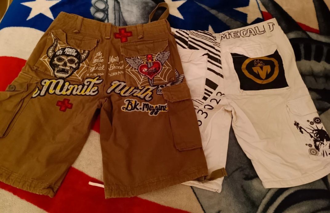 Shorts Minute Mirth Pantaloncini Cargo Shiroi Neko Bermuda Ed Hardy US 34 EU L