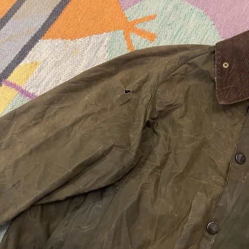 Barbour Beaufort 38 AS IS Waxed Cotton Jacket Khaki Olive England A150 Canvas image 9
