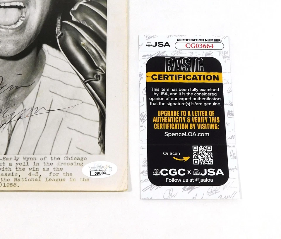 Early Wynn Signed 8 x 10 B&W Photo W/ Personalization White Sox JSA Auto - Image 3 of 3