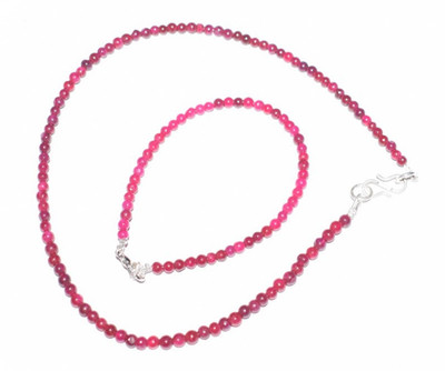 6  Ruby Lab Edelsteinarmband und 14  Drahtkette aus 925er Sterlingsilber