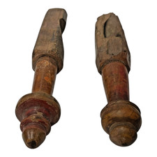 Rare 1850's Old Vintage Antique Wooden Hand Crafted Lacquer Painted Hanger Hook