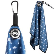 Magnetic Golf Towel with Carabiner Clip Extra Large, Blue, Palm Trees