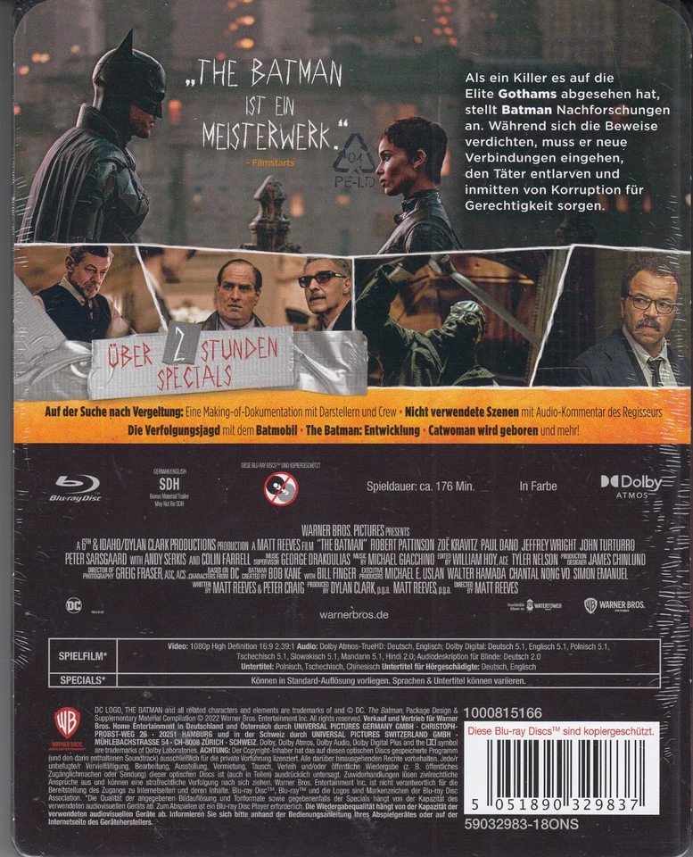 THE BATMAN ! Blu-ray LIMITED 2-Disc STEELBOOK Rar selten NEU OVP - Bild 2 von 2