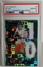 💎PSA 10💎2024 Panini Select - Select Numbers Bo Nix #6 Green Prizm RC 5/5 