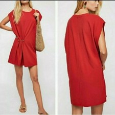 Free People Bianca Red Shirt Dress size XS