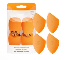 4 Pack Real Techniques Miracle Complexion Sponges - Orange, Light To Medium