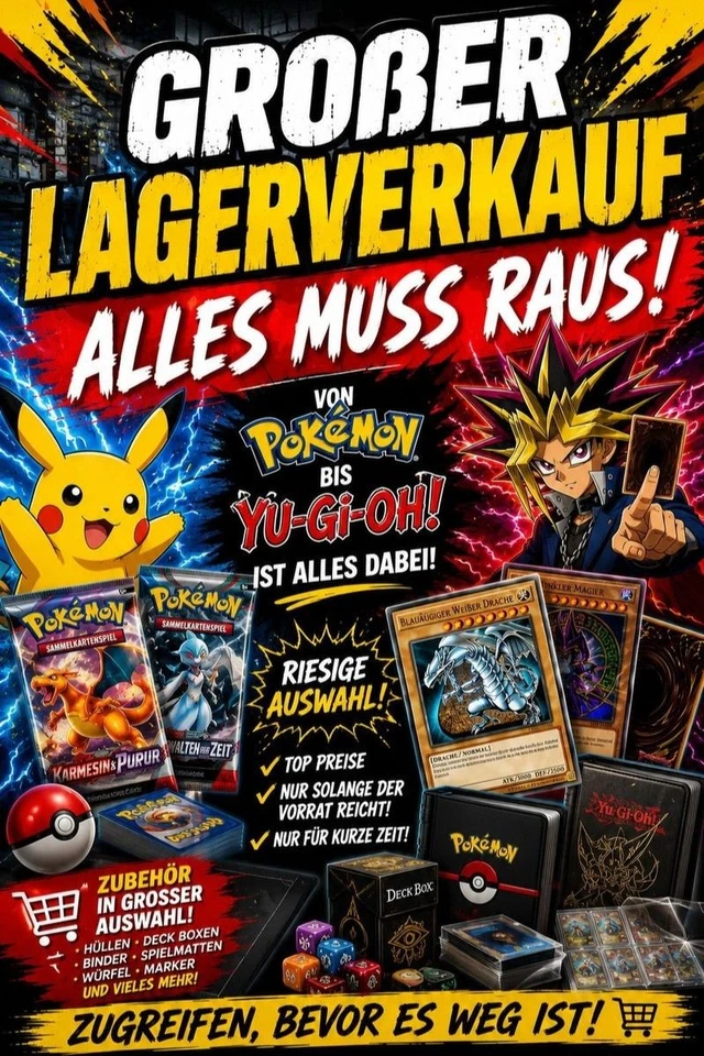 Lagerverkauf! ALLES MUSS RAUS!!! Yu-Gi-Oh - Pokémon - Zubehör