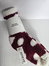 Amazon Essentials Unisex Kids' Fuzzy Cozy Socks, 4 Pairs - One Size - Red Multi