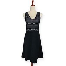 BCBGeneration Fit & Flare Dress Knitted Stitched Knee Length Black Size Large
