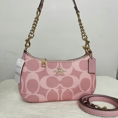 COACH Teri 24 CAL51 Shoulder Bag In signature canvas/Gold/Powder Pink New