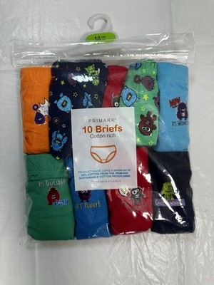 Primark 10 Briefs Cotton Rich Toddler Boys 4/5 Years 110cm