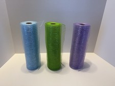 Lot Of 3 Rolls Deco Mesh For Wreaths Width 10  , Pastel Blue, Purple, Green Used