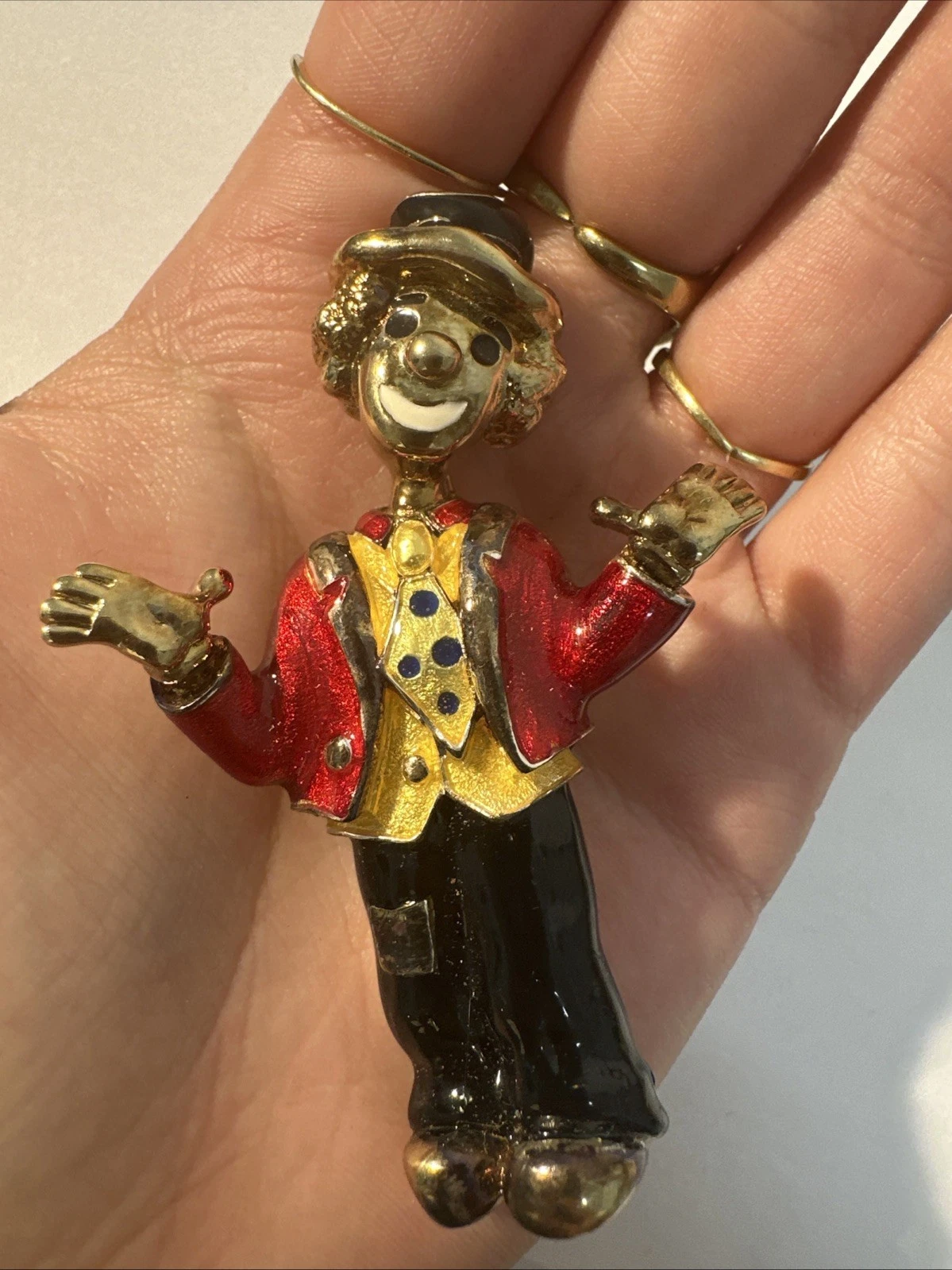 Broche Clown Jaune Noir et rouge Nacré Bijoux Fantaisie