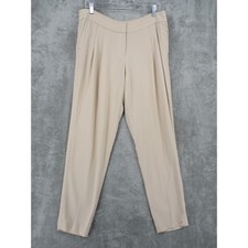 Ann Taylor Pants 10 Romance Pleated Tapered Leg Trouser Lightweight Career Tan