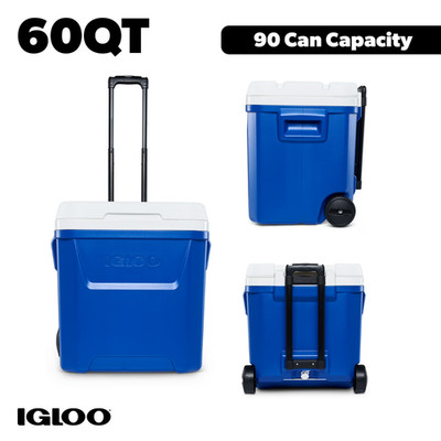 Igloo 60 QT Laguna Ice Chest Cooler Durable with Wheels, Blue Free Ship