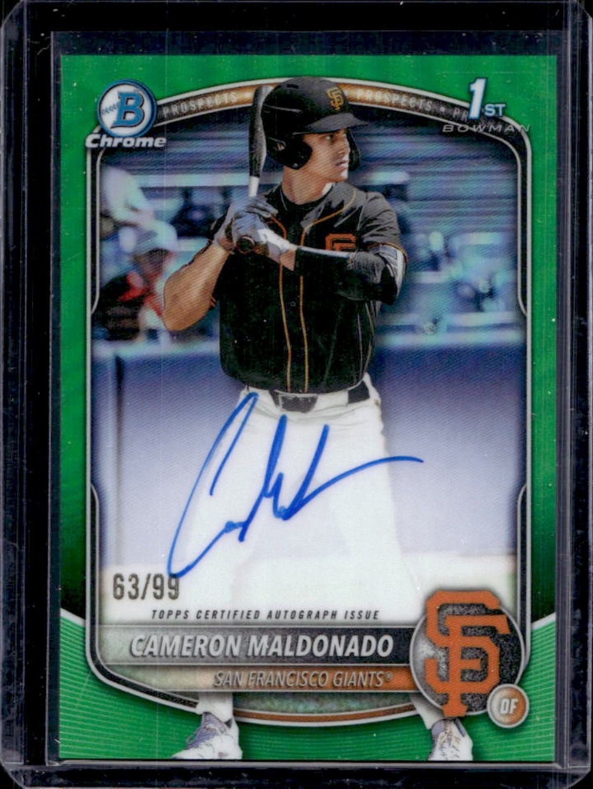 2025 Bowman Draft Cameron Maldonado Chrome Auto Green Refractor 1st #/99 Giants