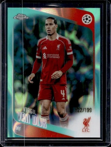 2025-26 Topps Chrome UEFA CC Virgil van Dijk Aqua Lava Refractor #/199 Liverpool