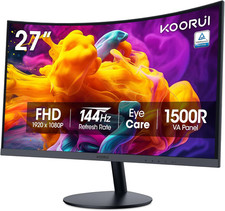 27 Inch Curved Monitor FHD 1080P 144Hz Gaming Office Computer Monitors, 1500R PC